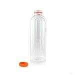 PacknWood 210BOUT1000, 34 Oz Round PET Bottle With Orange Cap, 34/PK
