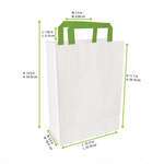 PacknWood 210CAB2518W, 10.15x6.5x11.1-Inch White Paper Bag with Green Handles, 250/CS