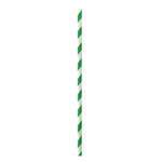 PacknWood 210CHP14GT, 5.7x0.23-Inch Green & White Striped Cocktail Paper Straws - Unwrapped, 3000/CS