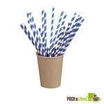 PacknWood 210CHP19BLUE-X 7.75x0.2-inch Blue Striped Wax Coated Paper Straws, 500/CS