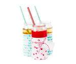 PacknWood 210CHP19CHTB, 7.75x0.23-Inch Teal Blue & White Design Paper Straws - Unwrapped, 3000/CS