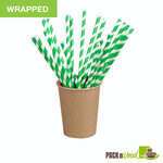 PacknWood 210CHP19EMB-X, 8.3x0.2-inch Green Striped Wax Coated Paper Straws, 500/CS (Discontinued)