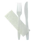 PacknWood 210CV88K31T, 7.55-Inch Wrapped Majesty Cutlery Clear Kit 3/1 (Knife, Fork, Napkin), 250/CS (Discontinued)