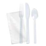 PacknWood 210CV9K6T, 7.87x1.96-Inch Wrapped Clear Cutlery Kit 6/1 (Knife, Fork, Spoon, Napkin + Salt & Pepper), 250/CS