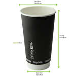 PacknWood 210GCDW20N, 20 Oz Double Wall Black Compostable Paper Cup, 500/CS