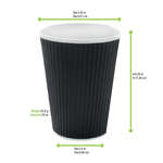 PacknWood 210GCR20N, 20 Oz Rippled Black Cup, 500/CS