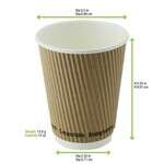 PacknWood 210GCRPLA12K, 12 Oz Compostable Rippled Kraft Cup, 500/CS