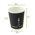 PacknWood 210GCRPLA8N, 8 Oz Compostable Rippled Black Cup, 1000/CS