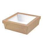 PacknWood 210KRAYB255, 102 Oz Kraft Kray Boxes with PET Window Lid, 100/PK