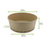 PacknWood 210PCPLA750, 25 Oz Compostable Round Bamboo Fiber "Buckaty" Salad Box, 360/CS
