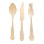 PacknWood 210WRENK24, 8.5-inch Wrapped Elegant Wooden Cutlery Set (Fork, Knife, Spoon), 100/PK