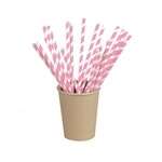 PacknWood 8NPCHP19PK1, 7.75-inch Unwrapped Pink & White Striped Paper Straws, 300/CS