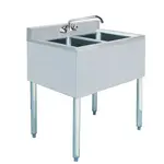 Prepline BAR-2C, 14x26-Inch Stainless Steel 2 Bowl Underbar Hand Sink with Faucet