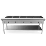 Prepline EST74-5O, 74-Inch Five Well Electric Hot Food Steam Table with Undershelf - 208/240V, 3700W