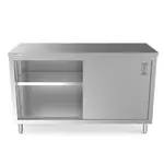 Prepline PC-2460, 24x60-Inch Stainless Steel Enclosed Base Work Table w/ Sliding Doors and Adjustable Shelf, NSF