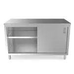 Prepline PC-3060, 30x60-Inch Stainless Steel Enclosed Base Work Table w/ Sliding Doors and Adjustable Shelf, NSF