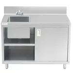 Prepline PCST-2448, 24x48-Inch Stainless Steel Enclosed Base Work Table with Sink and Sliding Doors