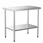 Prepline PWTG-1830, 18x30-inch Stainless Steel Worktable with Galvanized Undershelf