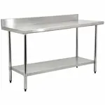 Prepline PWTG-2472-4BS, 24x72-inch Stainless Steel Worktable with Undershelf & 4-inch Backsplash