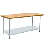 Prepline PWTG-3072-M, 30x72-Inch Maple Flat Top Worktable with Undershelf