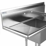 Prepline XS1C-1416-LR, 38-inch 1-Compartment Commercial Sink with Left and Right Drainboards, 14x16-inch Bowls