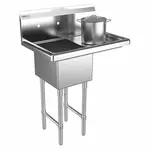 Prepline XS1C-1416-R, 28.5-inch 1-Compartment Commercial Sink with Right Drainboard, 14x16-inch Bowls
