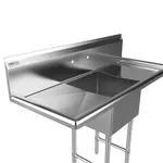 Prepline XS1C-1818-LR, 54-inch 1-Compartment Commercial Sink with Left and Right Drainboards, 18x18-inch Bowls