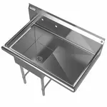 Prepline XS1C-1818-R, 38.5-inch 1-Compartment Commercial Sink with Right Drainboard, 18x18-inch Bowls