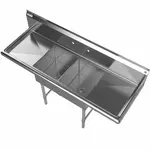 Prepline XS2C-1416-LR, 52-inch 2-Compartment Commercial Sink with Left and Right Drainboards, 14x16-inch Bowls