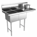 Prepline XS2C-1416-R, 42.5-inch 2-Compartment Commercial Sink with Right Drainboard, 14x16-inch Bowls