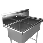 Prepline XS2C-1818, 42-inch 2-Compartment Commercial Sink, 18x18-inch Bowls