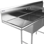 Prepline XS2C-1818-LR, 72-inch 2-Compartment Commercial Sink with Left and Right Drainboards, 18x18-inch Bowls