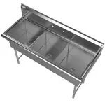 Prepline XS3C-1818, 60-inch 3-Compartment Commercial Sink, 18x18-inch Bowls