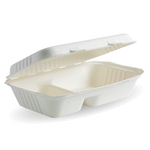 SafePro BC962, 9x6x3-Inch 2-Compartment Bagasse Hinged Take Out Container, 200/CS (Discontinued)