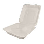 SafePro BC993 9x9x3-Inch Bagasse Hinged 3-Compartment Container, 200/CS, BPI