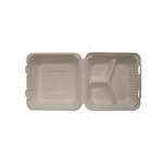SafePro BC993PF, 9x9x3-Inch PFAS-Free Bagasse Hinged 3-Compartment Container, 200/CS, BPI