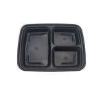 SafePro MC333 32 Oz 3-Compartment Microwavable Containers Combo, Black Bottom, 150/CS