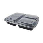 SafePro MC339B 39 Oz 3-Compartment Microwavable Containers Combo, Black Bottom, 150/CS