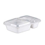 SafePro MC8288W 32 Oz. 2-Compartment Rectangular Microwavable Containers Combo, White Bottom, 150/CS