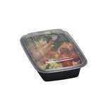 SafePro MC838 24 Oz. Rectangular Microwavable Containers Combo, Black Bottom, 150/CS