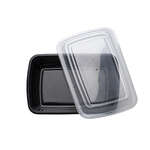 SafePro MC868, 28 Oz. Rectangular Microwavable Containers Combo, Black Bottom, 150/CS