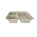 SafePro Eco SBCS1000-3 8x8x1.5-Inch 32 Oz 3-Compartment Bio Square Fiber Tray, 300/CS