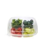 SafePro SC5-20, 20 Oz 4-Compartment Clear PET Square Containers, 140/CS. Lids Sold Separately.