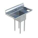 Sapphire SMS-1818D, 18x18-Inch 1-Compartment Stainless Steel Sink with Right and Left Drainboard