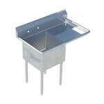 Sapphire SMS-1818R, 18x18-Inch 1-Compartment Stainless Steel Sink with Right Drainboard