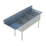 Sapphire SMS-3-1818L, 18x18-Inch 3-Compartment Stainless Steel Sink with Left Drainboard