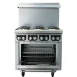 Standard Range SR-ER36-208, 36-Inch Electric Range with 6 Burners and Standard Oven - 208V, 3 Phase