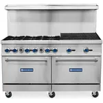 Standard Range SR-R60-24CB, 60-Inch Commercial Gas Range w/ 24-Inch Charbroiler, 6 Burners, 2 Ovens