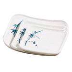 Thunder Group 0010BB 6.5 x 5.5 Inch Asian Blue Bamboo Melamine Rectangular White Plate, DZ