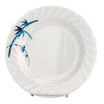 Thunder Group 1210BB 10.5 Inch Asian Blue Bamboo Melamine Round Curved Rim White Plate, DZ